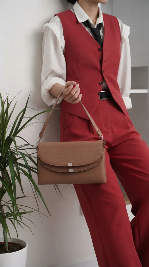 Beige Formal Shoulder Bag For Ladies P36868