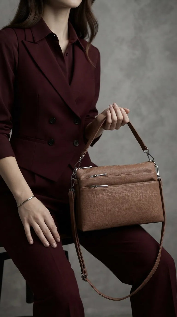 Beige Formal Shoulder Bag For Ladies P36871