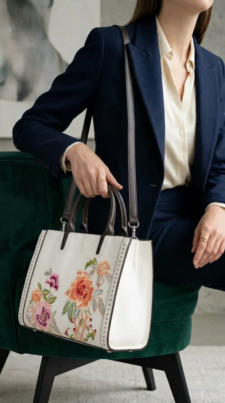 White Formal Hand Bag For Ladies P37007