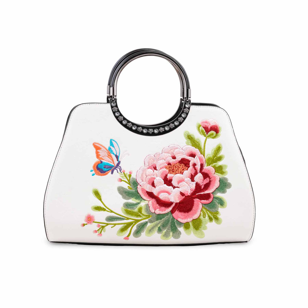 White Formal Hand Bag For Ladies P37009