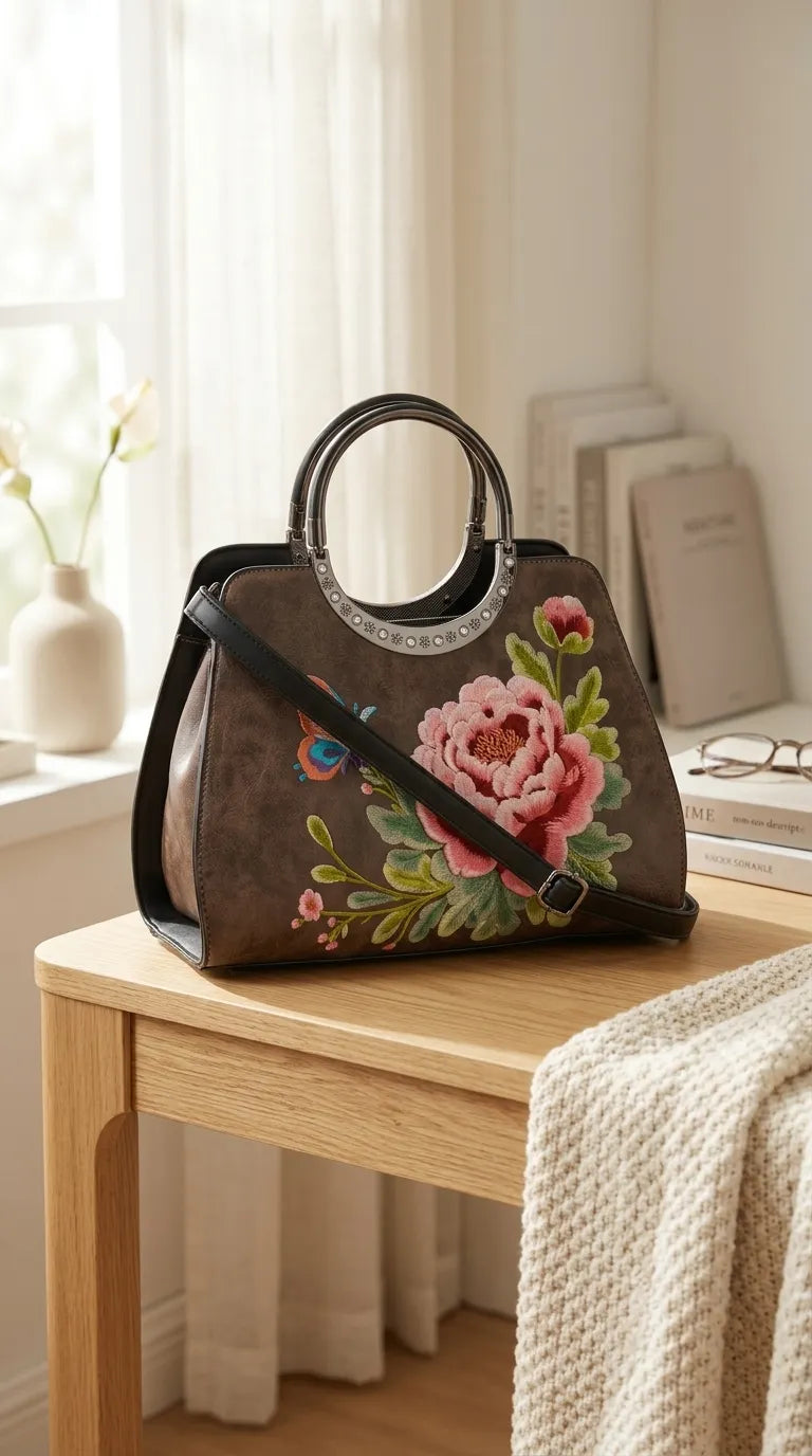 Coffee Formal Hand Bag For Ladies P37009