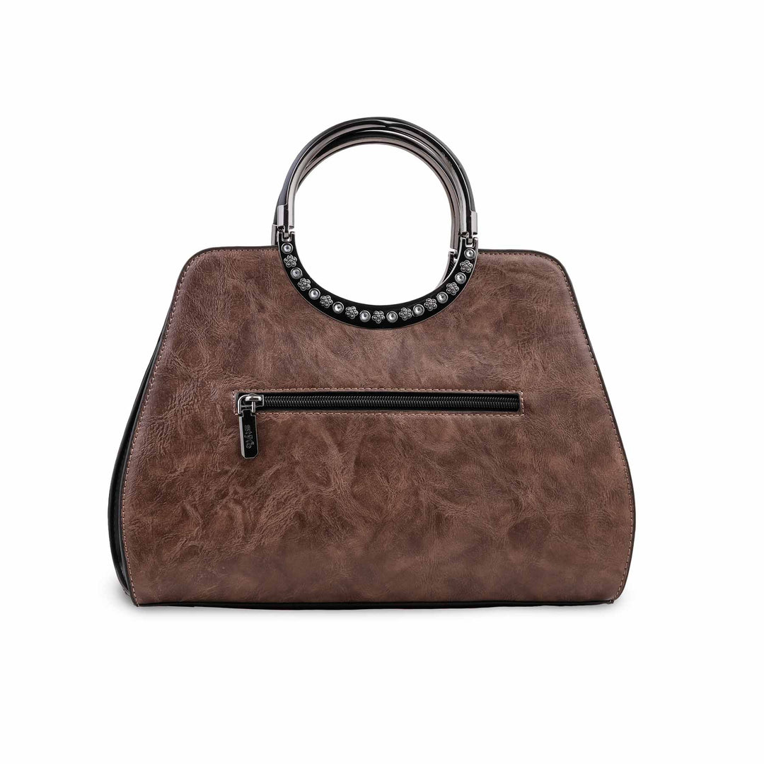 Coffee Formal Hand Bag For Ladies P37009