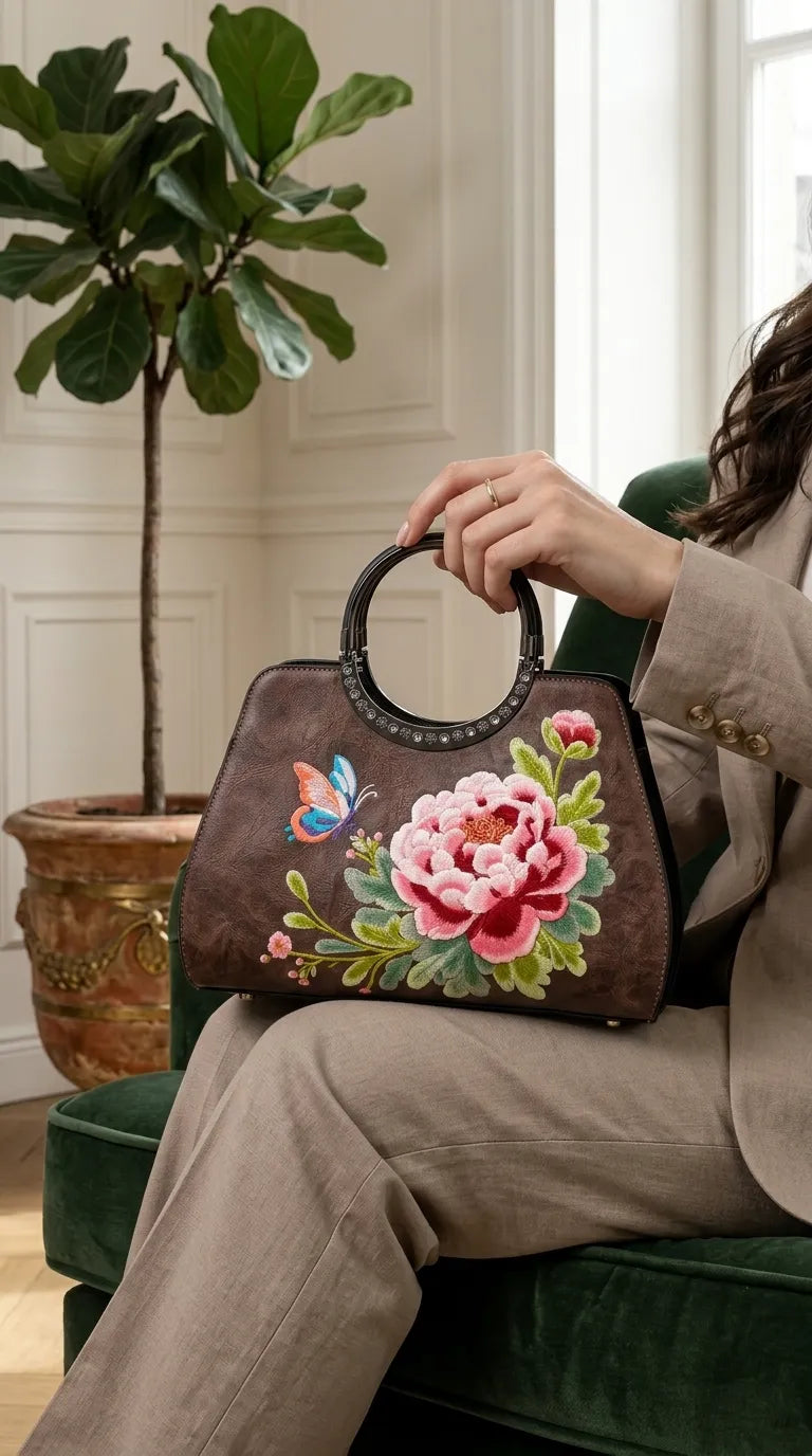 Coffee Formal Hand Bag For Ladies P37009