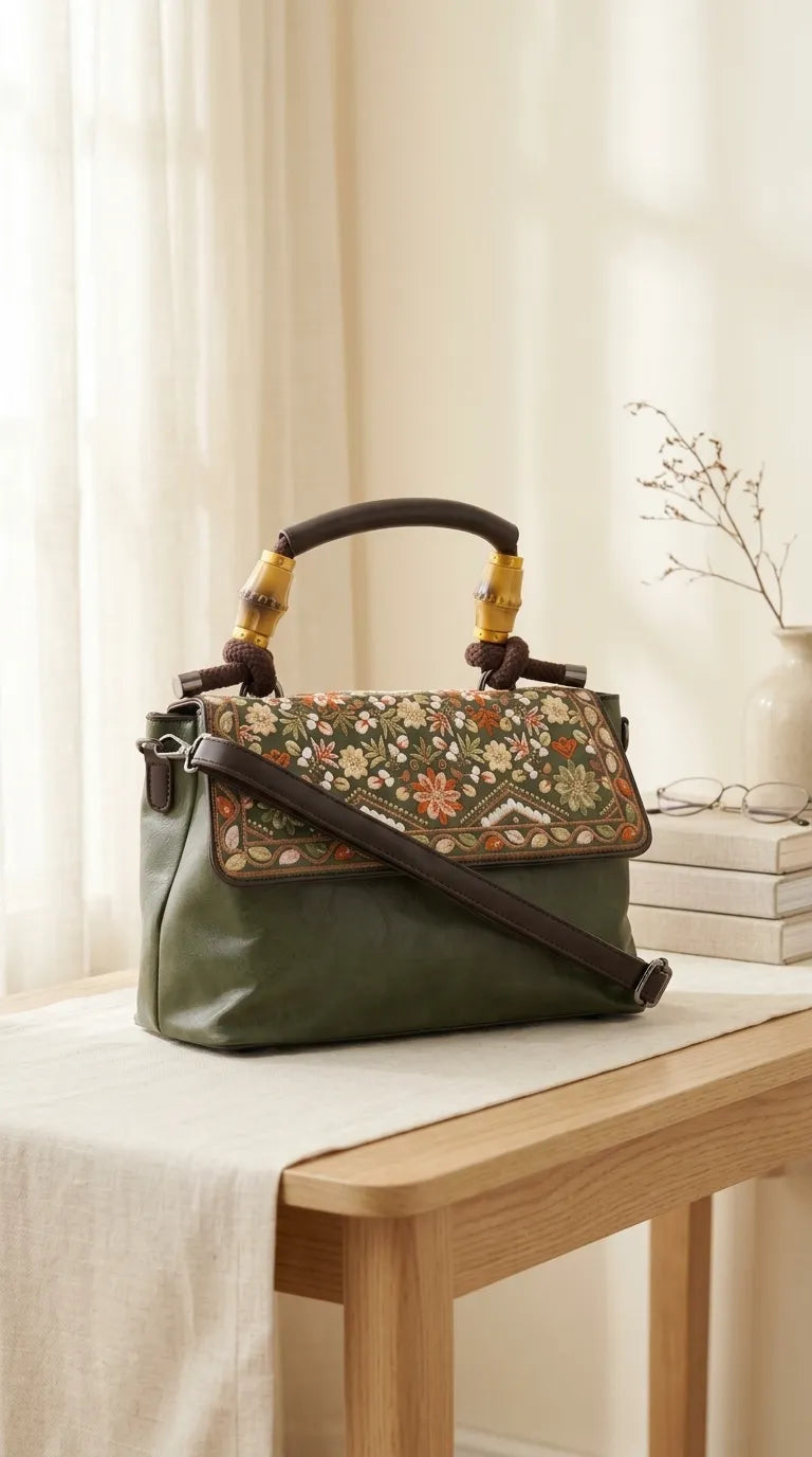 Green Formal Hand Bag For Ladies P37010