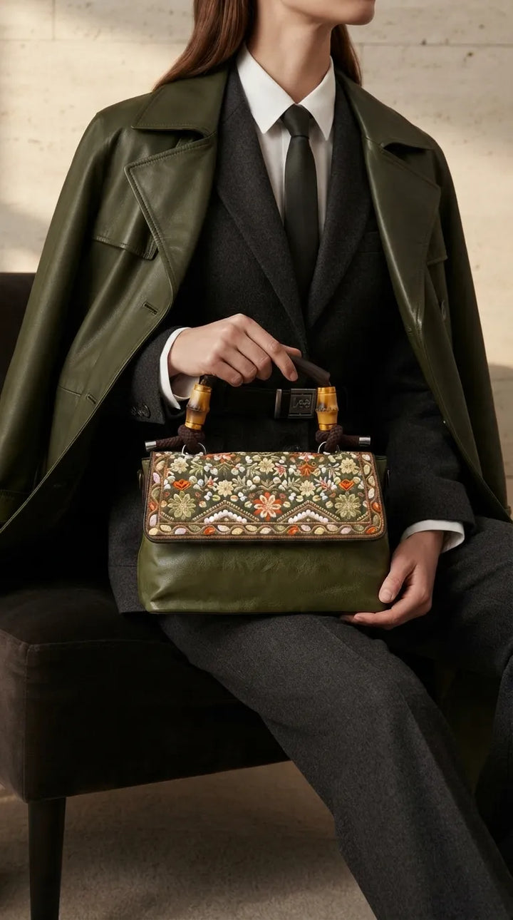 Green Formal Hand Bag For Ladies P37010