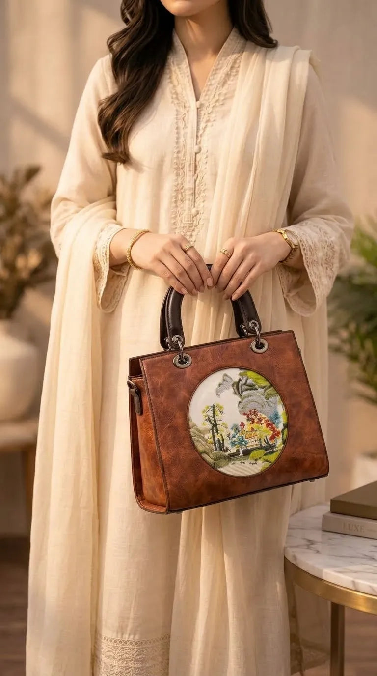 Brown Formal Hand Bag For Ladies P37012