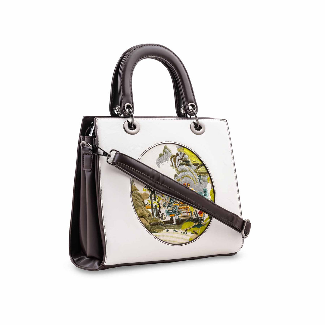 White Formal Hand Bag For Ladies P37012
