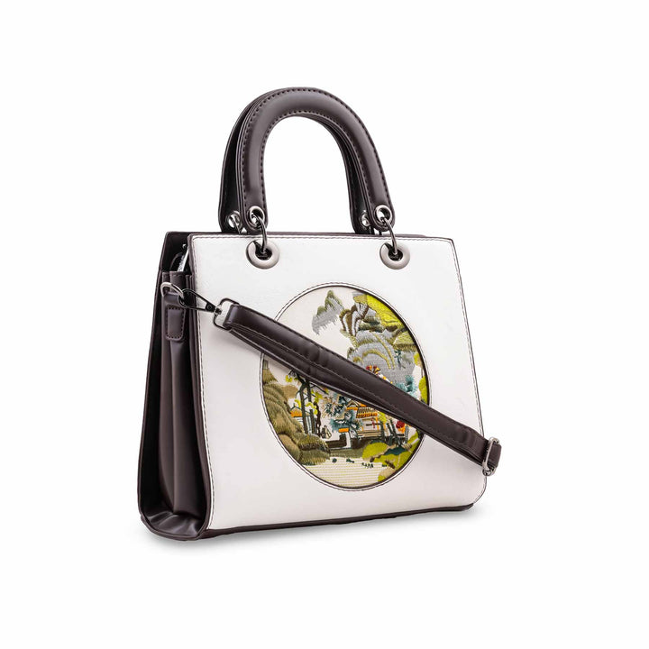 White Formal Hand Bag For Ladies P37012