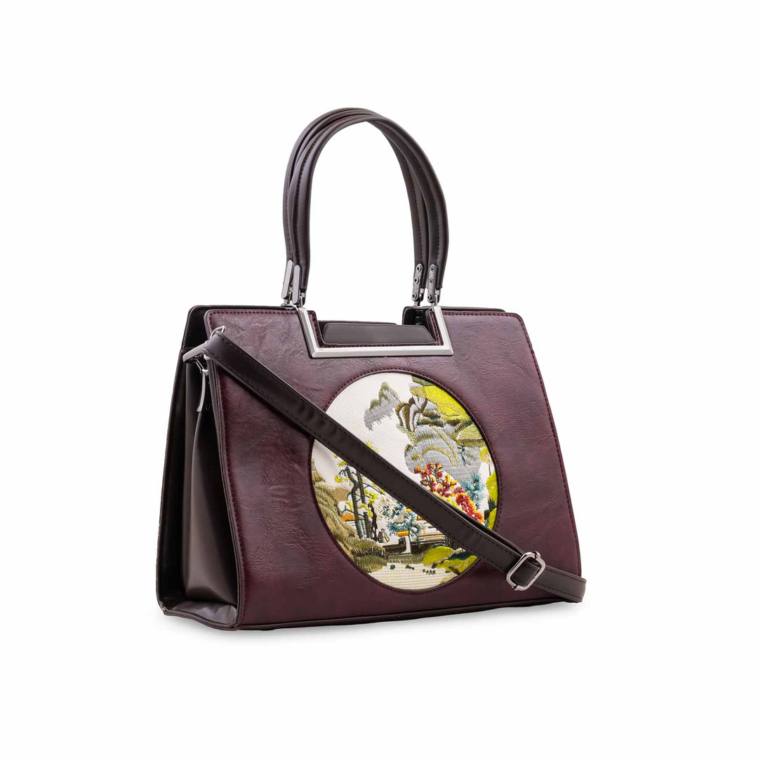 Maroon Formal Shoulder Bag For Ladies P37014