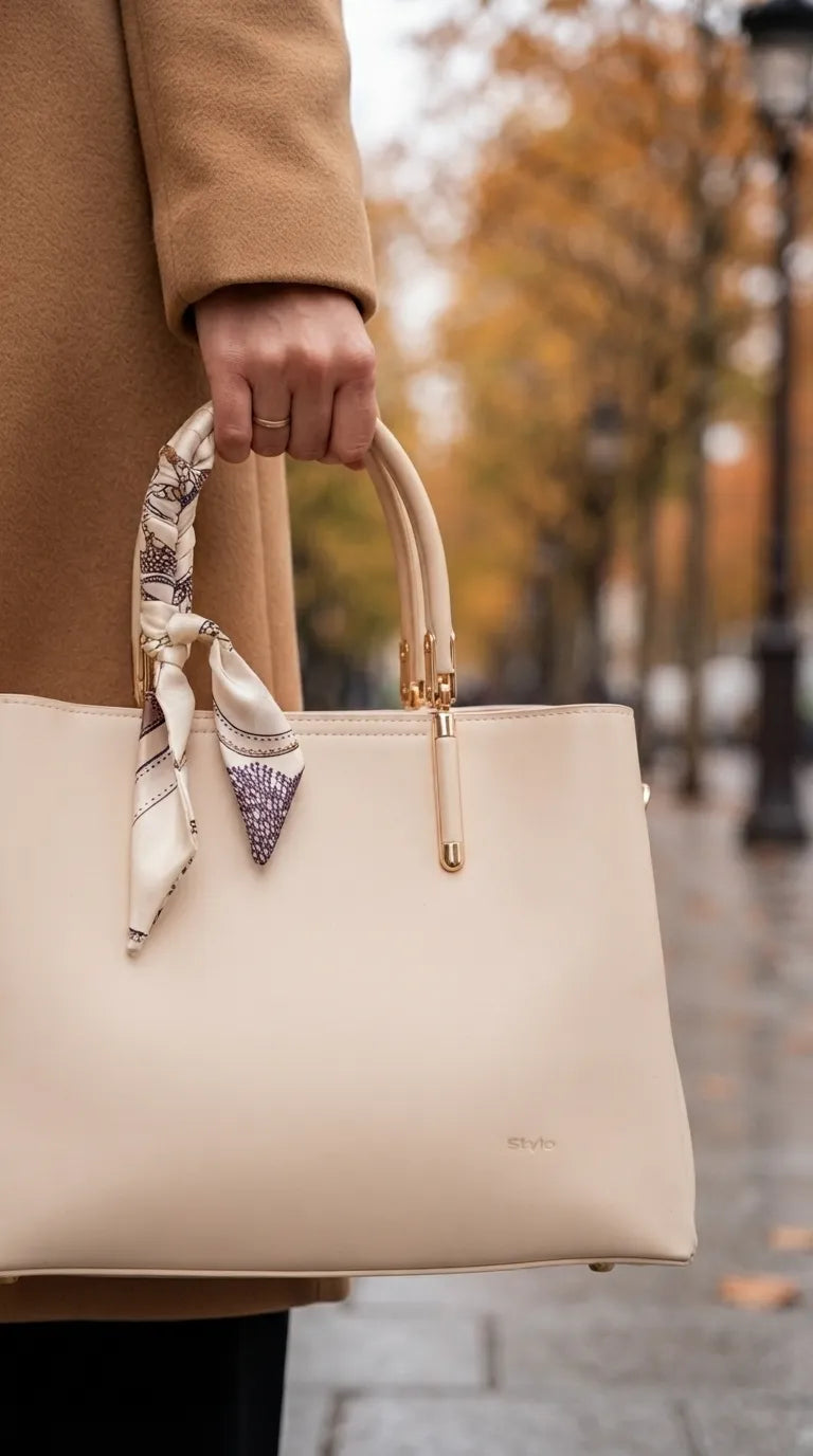 Cream Formal Hand Bag For Women P37018