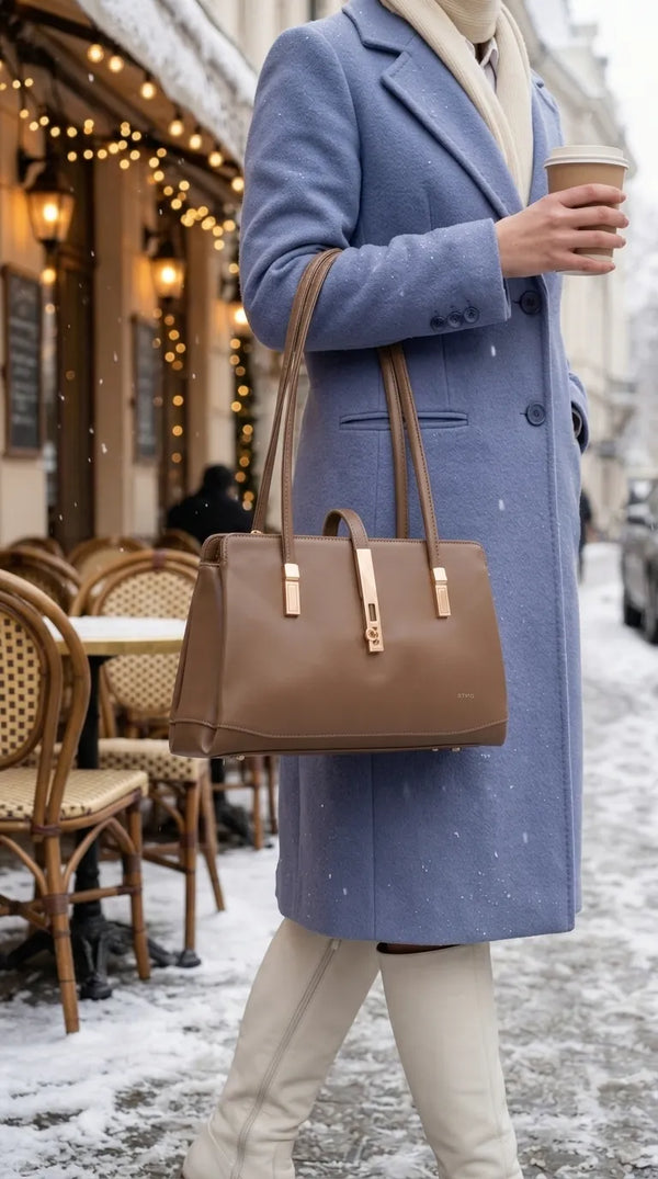 Khaki Formal Hand Bag For Women P37025
