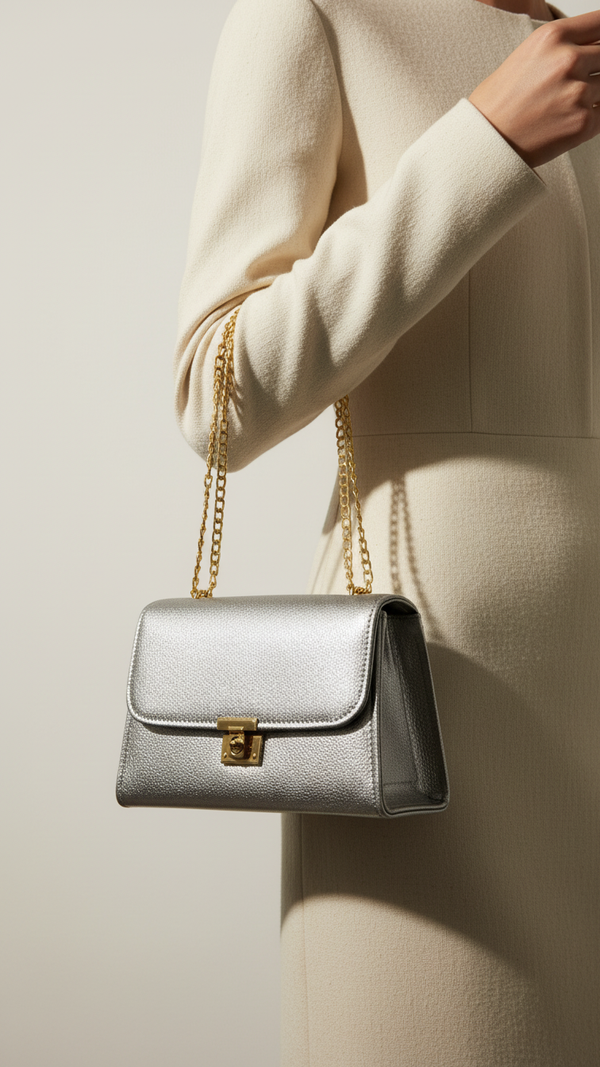 Silver Casual Shoulder Bag For Women P54163