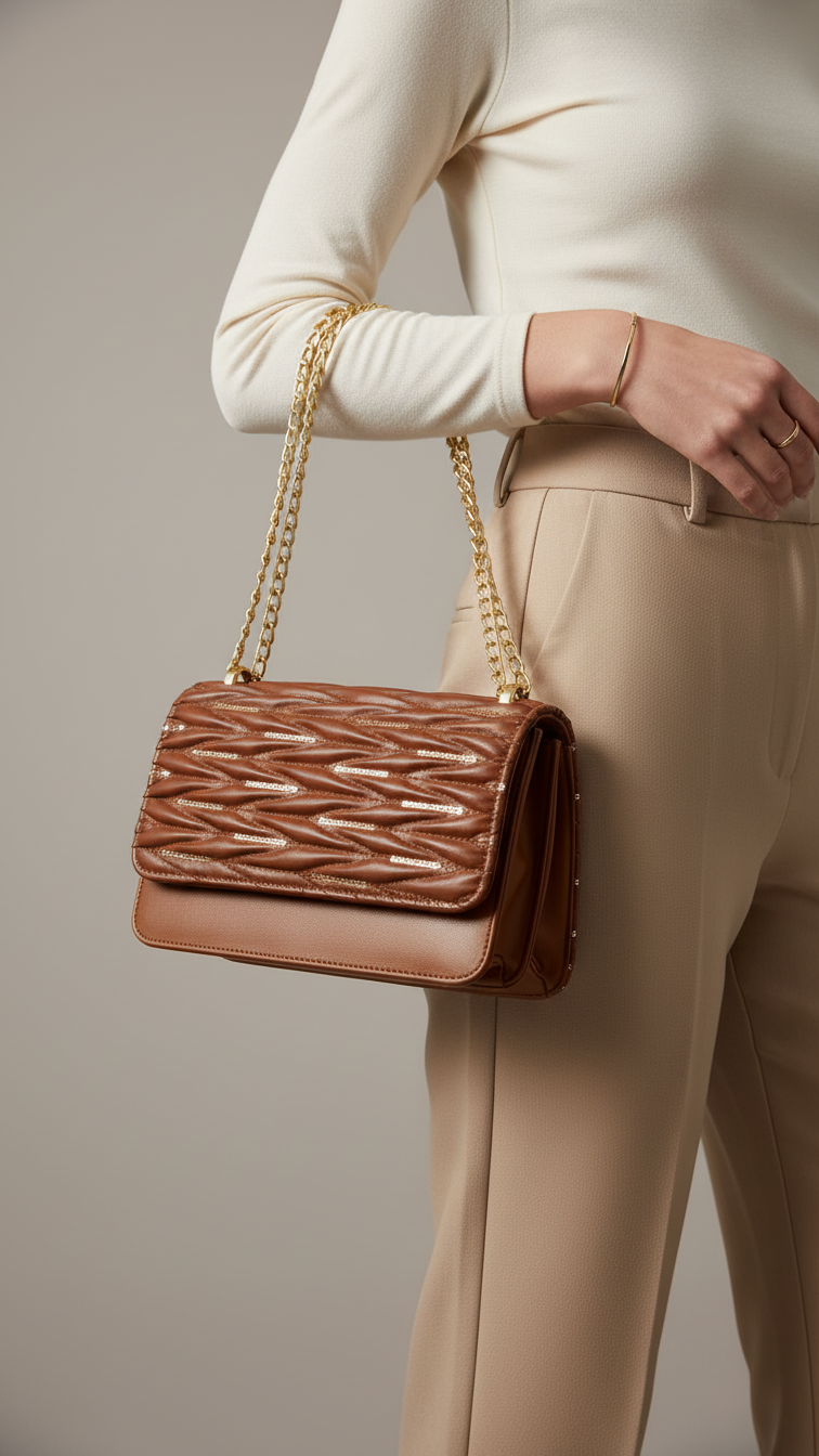 Brown Formal Hand Bag P55567