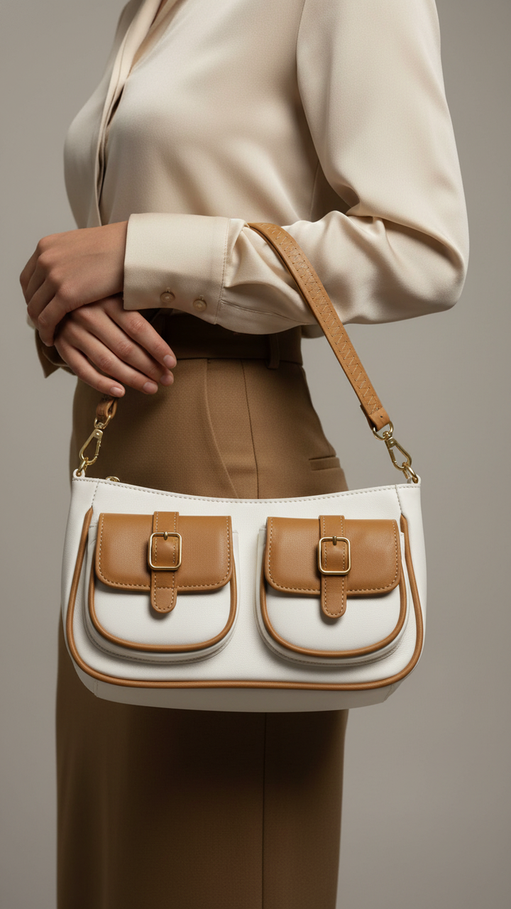 Beige Casual Shoulder Bag P55693