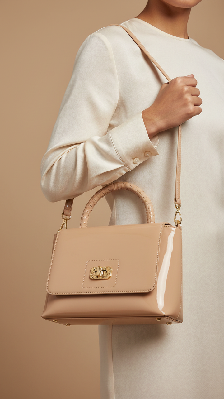 Beige Women Formal Shoulder Bag P55812