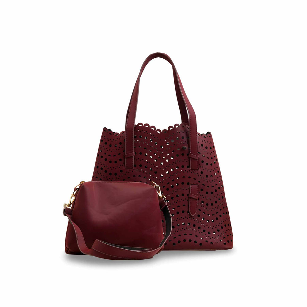 Maroon Formal Hand Bag For Ladies P55816