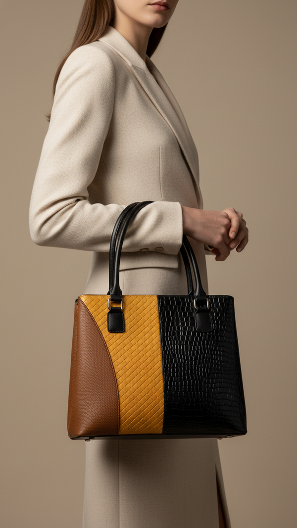 Mustard Formal Hand Bag For Ladies P55824