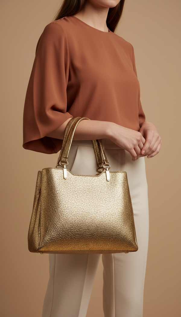 Golden Formal Hand Bag For Women P55845