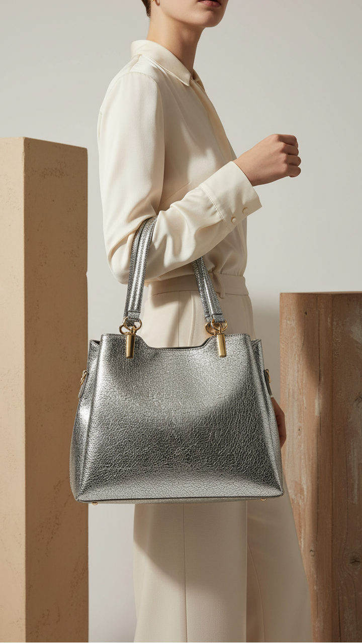 Silver Formal Hand Bag For Women P55845