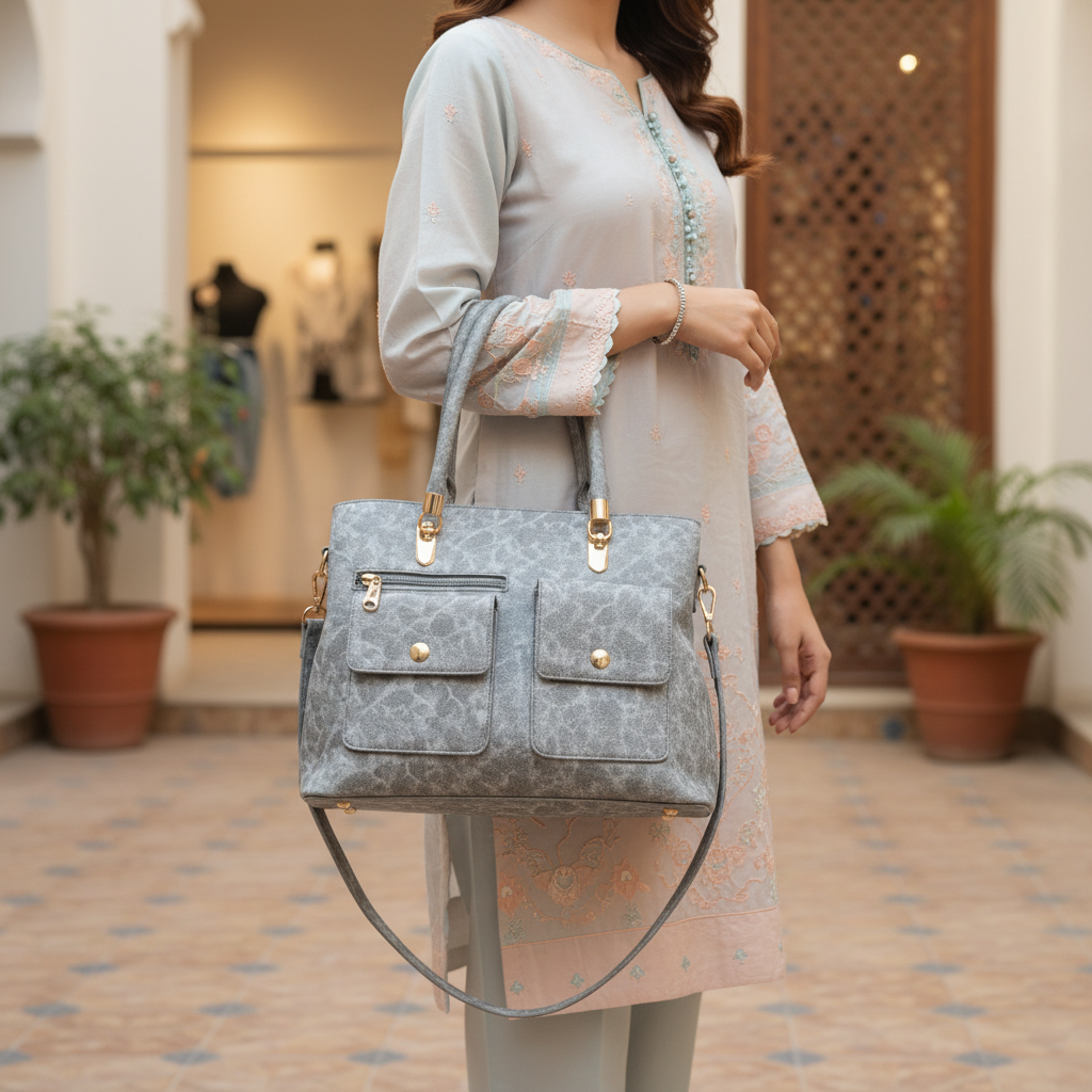 Grey Formal Hand Bag For Women P55850