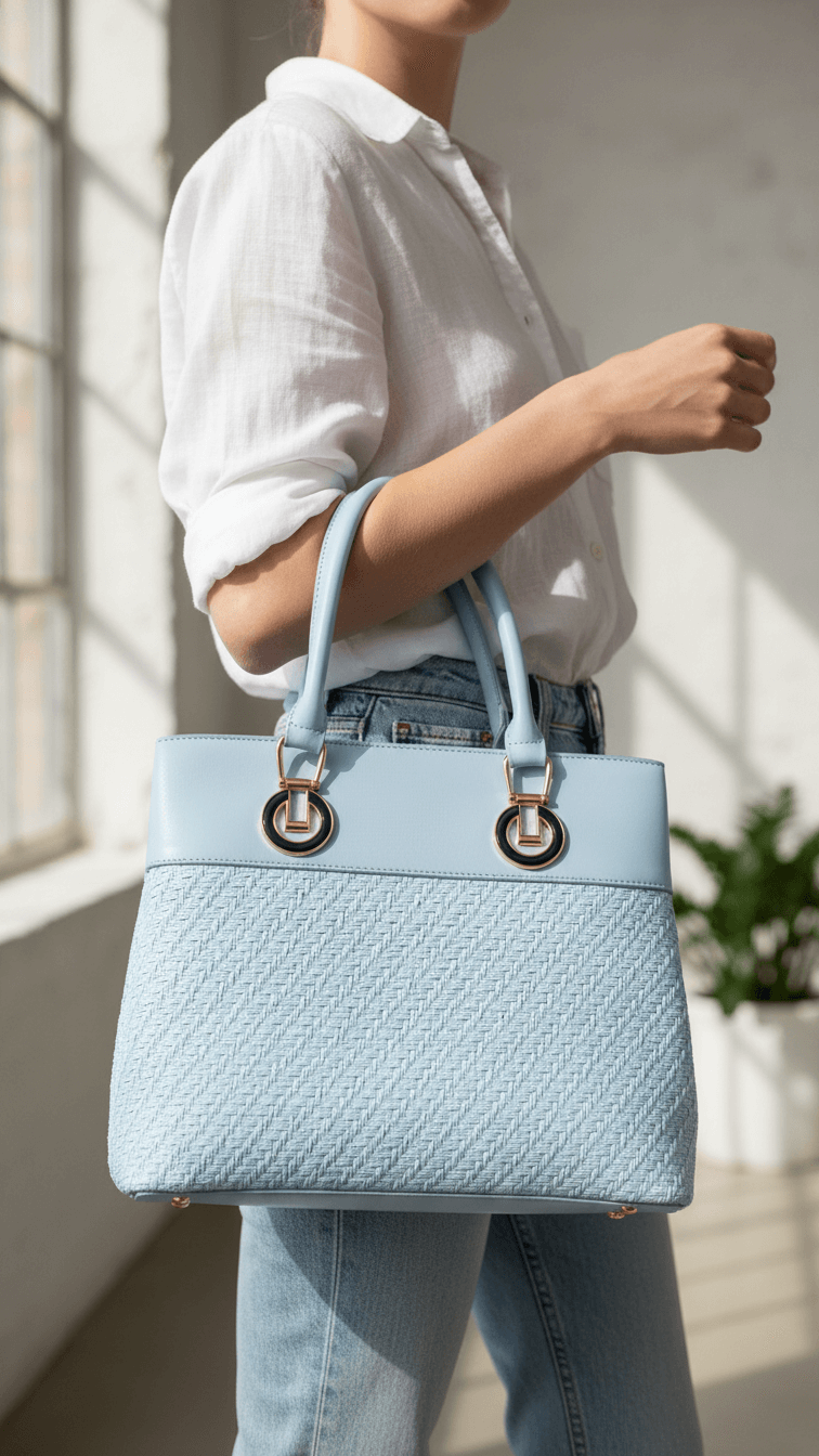 Sky Blue Casual Shoulder Bag For Women P55854