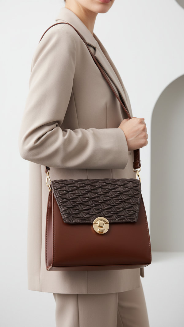 Brown Formal Shoulder Bag For Ladies P55857