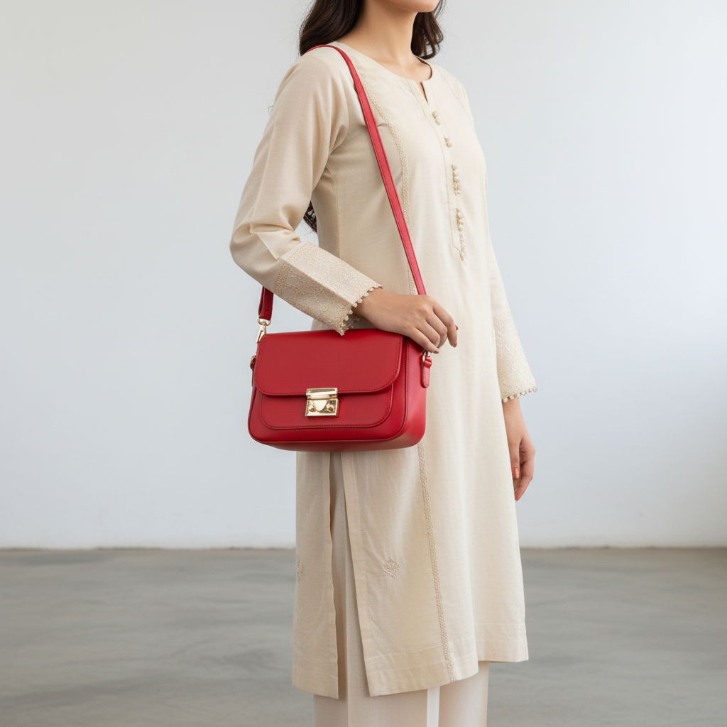 Red Casual Shoulder Bag For Women P55866