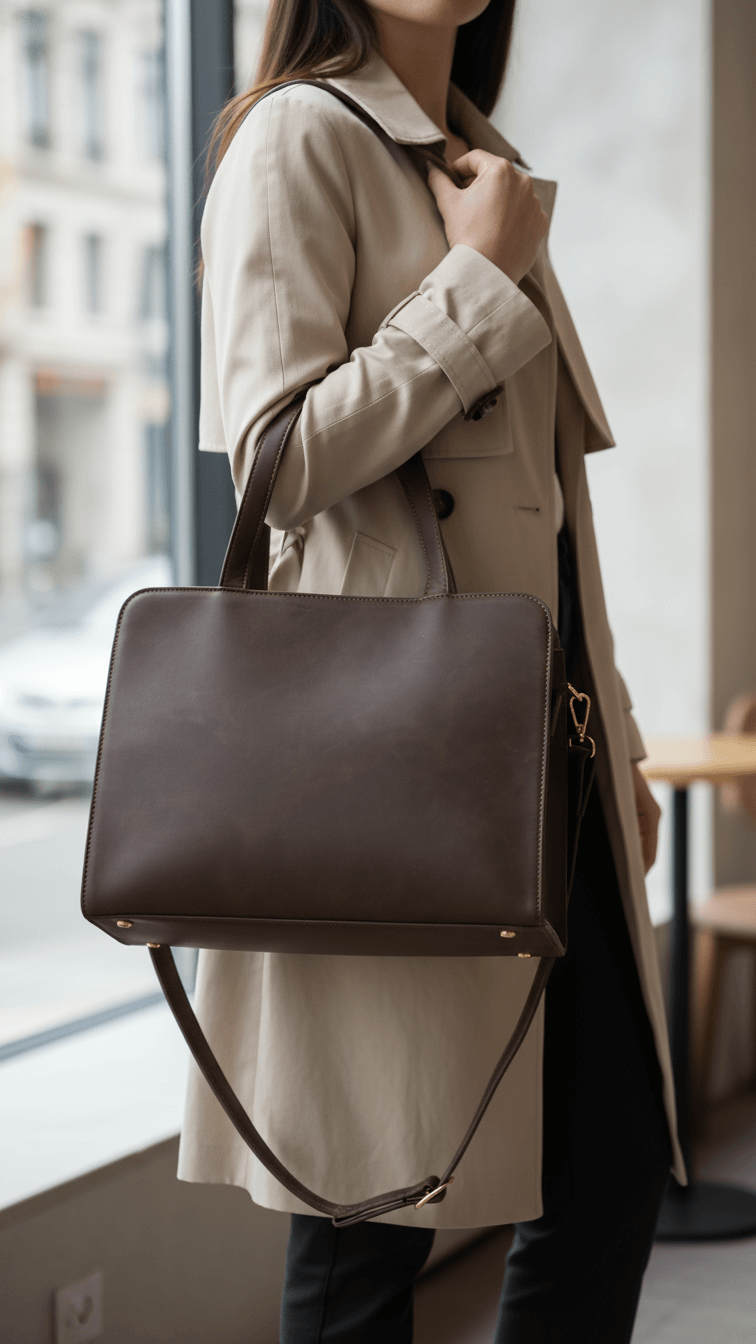 Coffee Formal Hand Bag For Women P55870