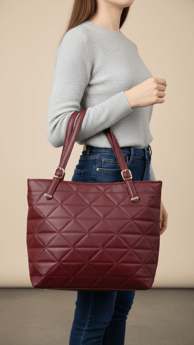 Maroon Casual Hand Bag For Ladies P56248