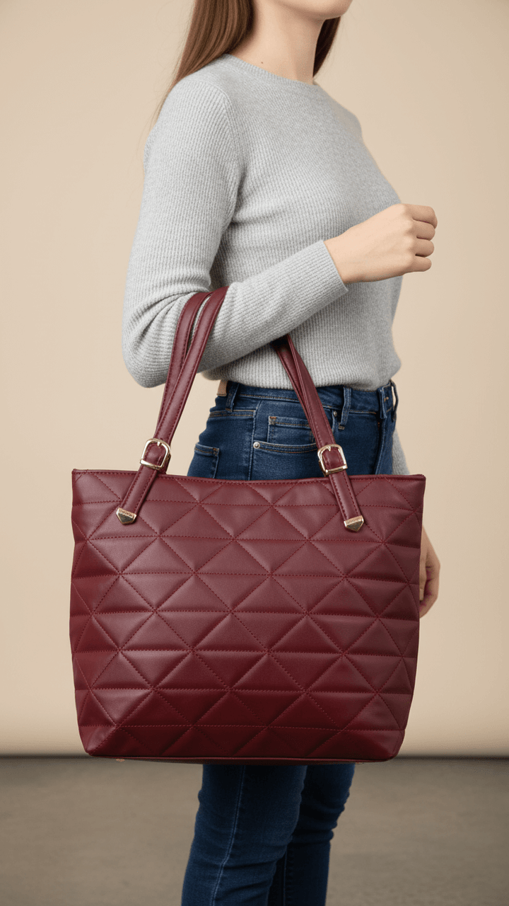 Maroon Casual Hand Bag For Ladies P56248