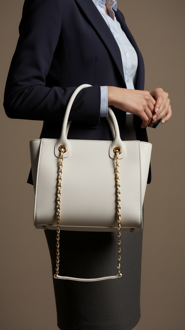 White Formal Hand Bag For Women P56254