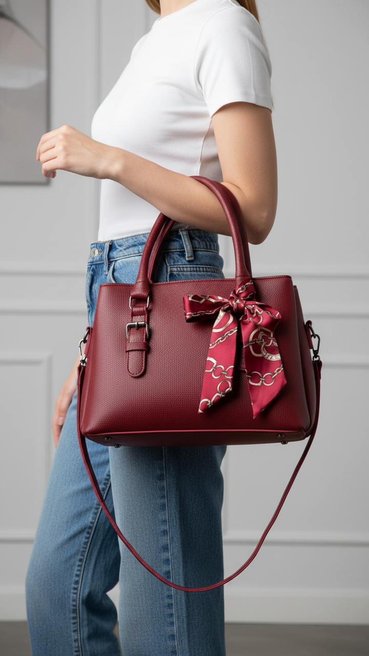 Maroon Casual Hand Bag For Women P56260