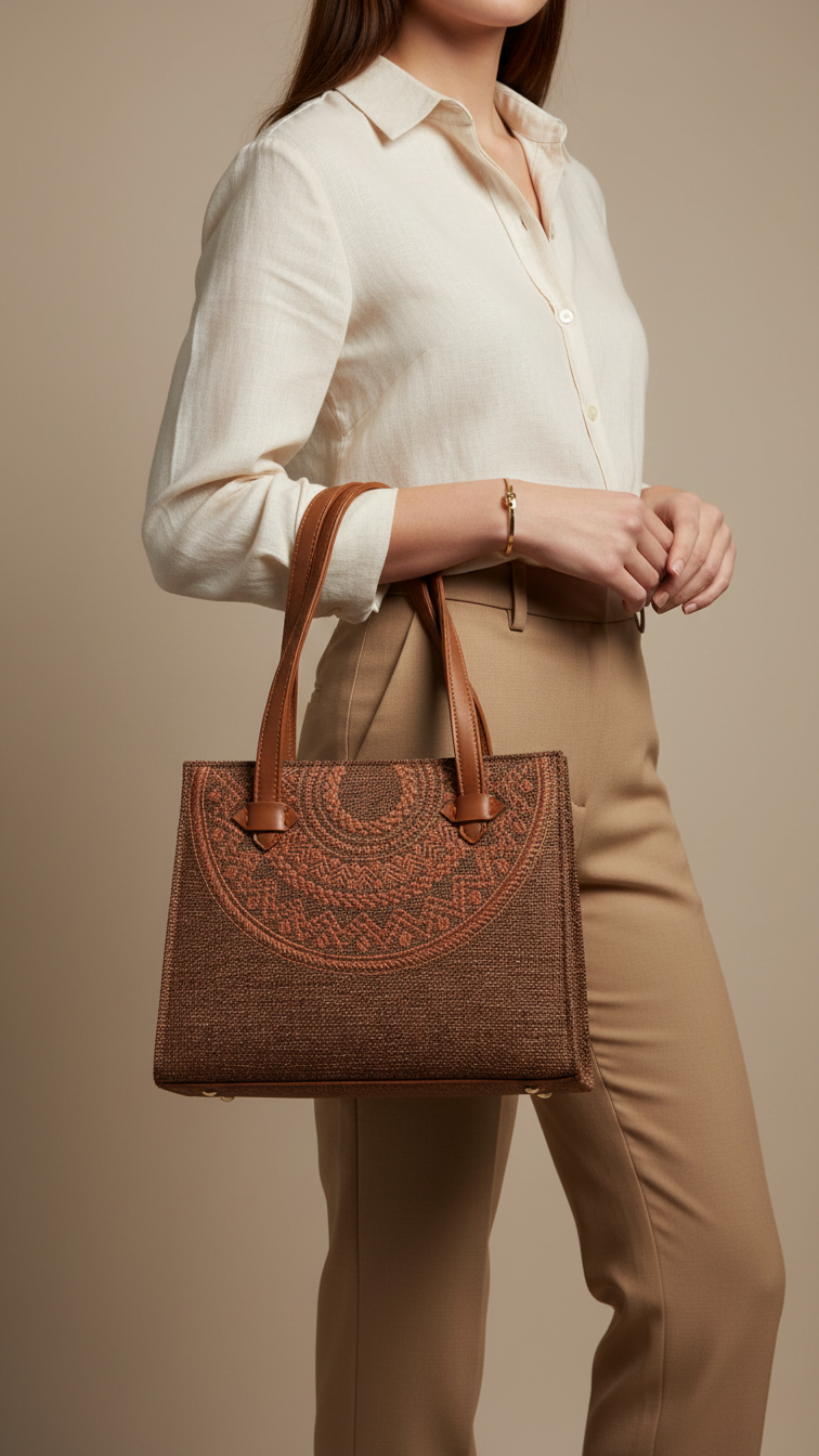 Brown Casual Hand Bag For Ladies P56272