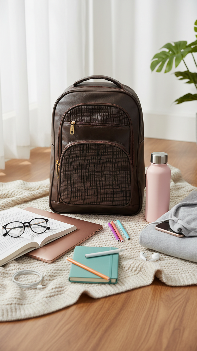 Coffee Casual Backpack For Women P56273