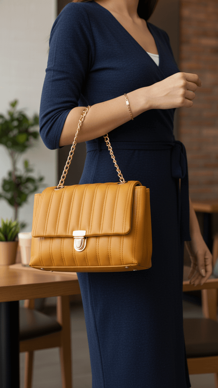 Yellow Casual Shoulder Bag For Women P56286