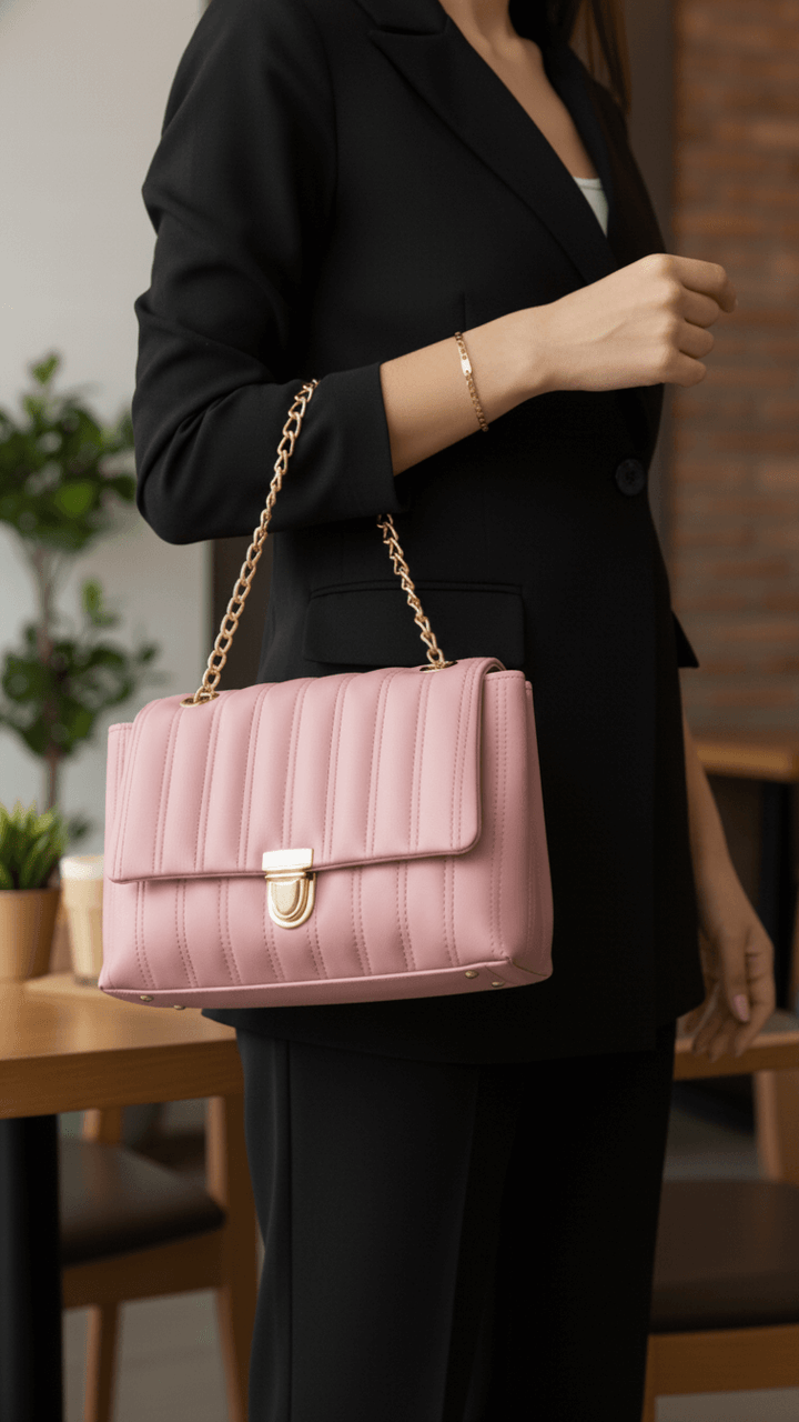 Peach Casual Shoulder Bag For Women P56286