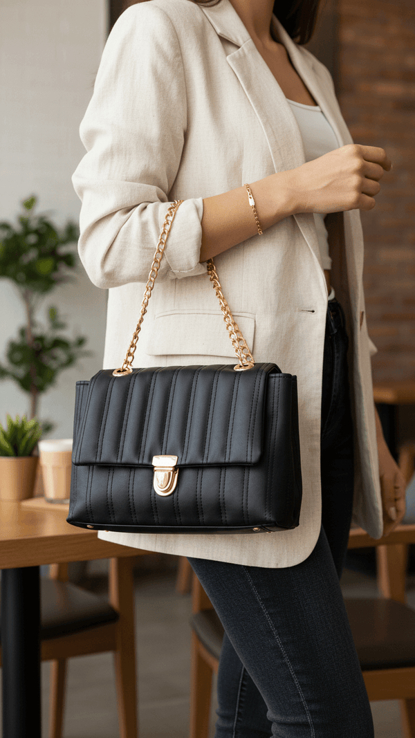Black Casual Shoulder Bag For Women P56286