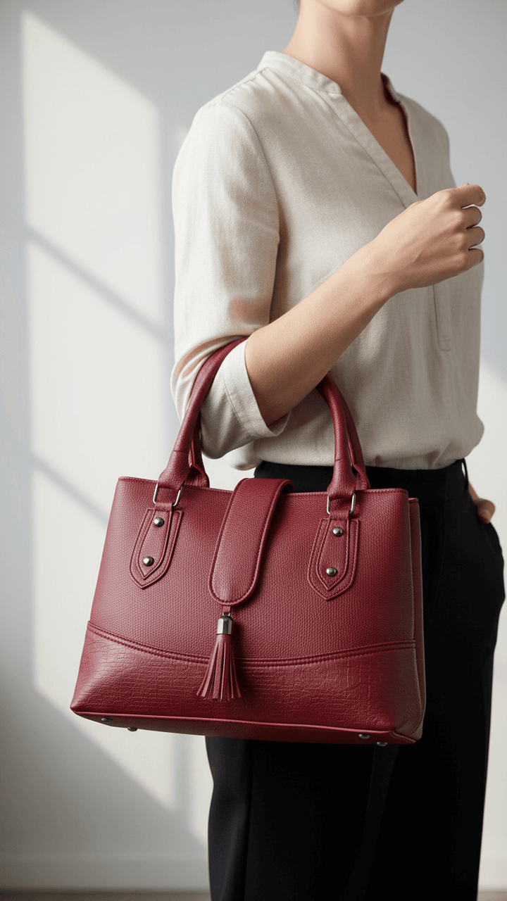 Maroon Casual Hand Bag For Ladies P56288