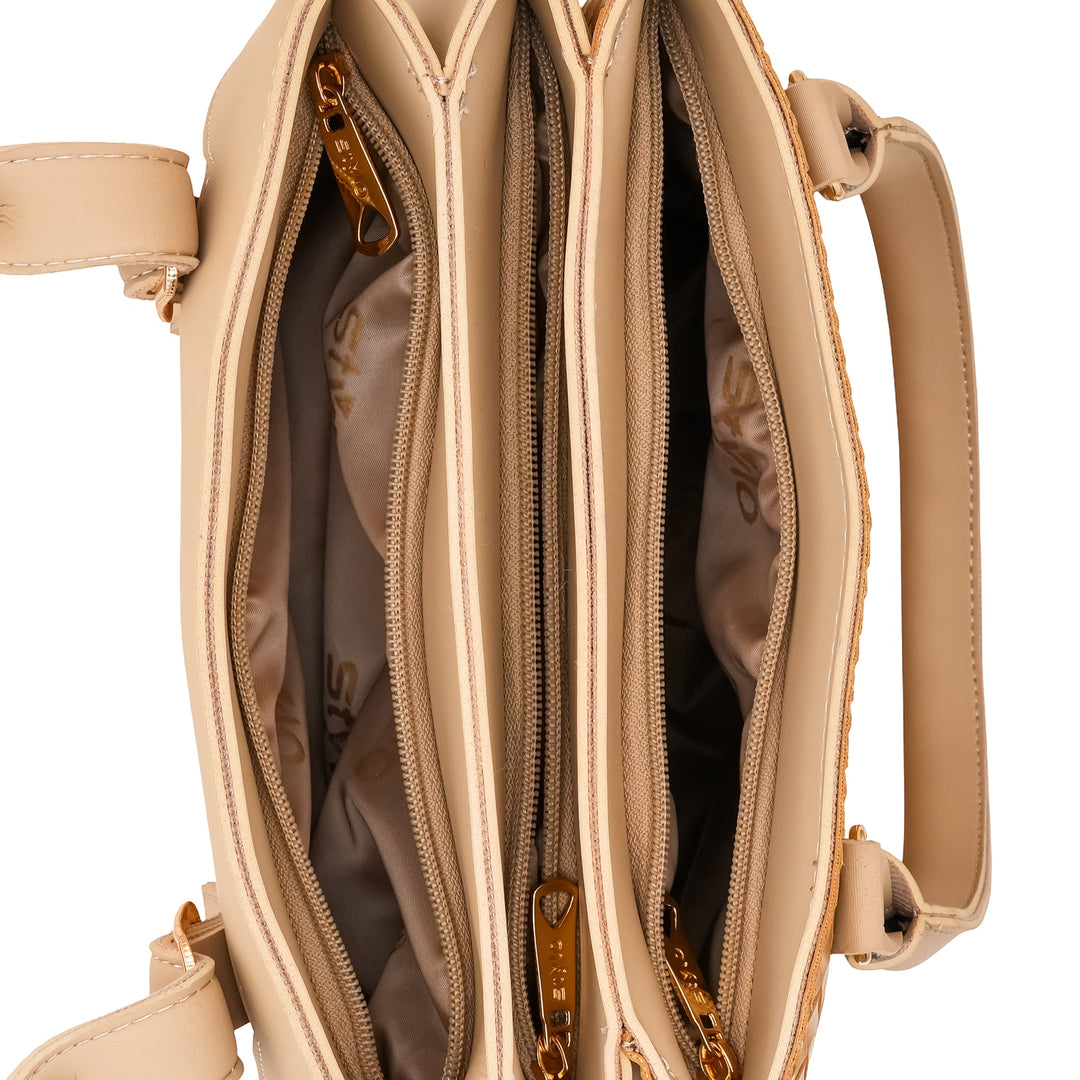 Beige Casual Hand Bag For Ladies P56323