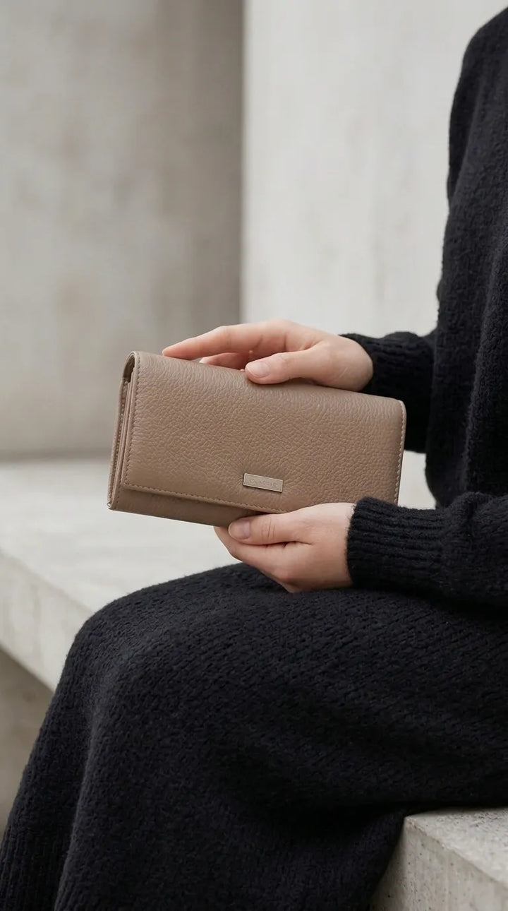 Beige Formal Wallet For Women P71046