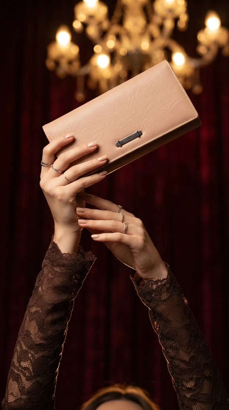 Beige Formal Wallet For Women P71048