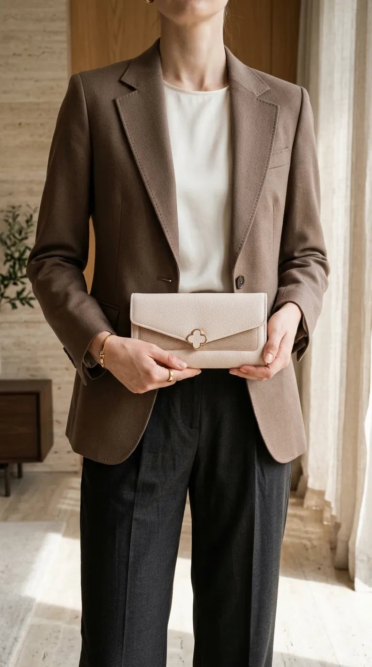 Beige Formal Wallet For Women P71051
