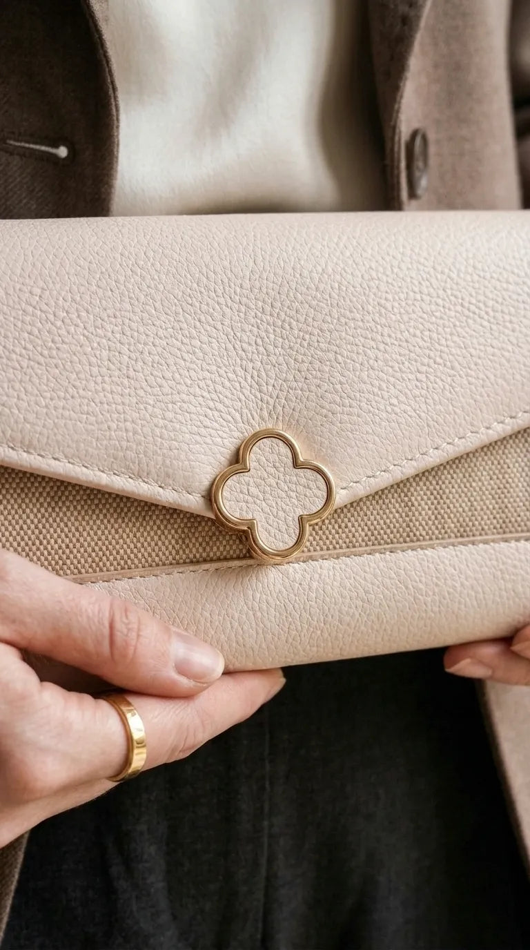 Beige Formal Wallet For Women P71051