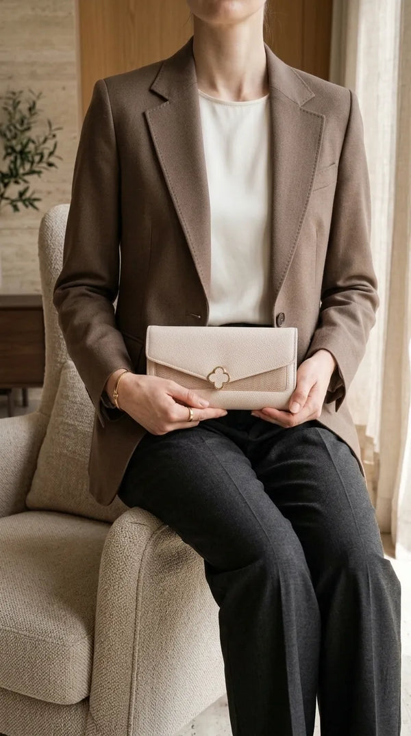 Beige Formal Wallet For Women P71051