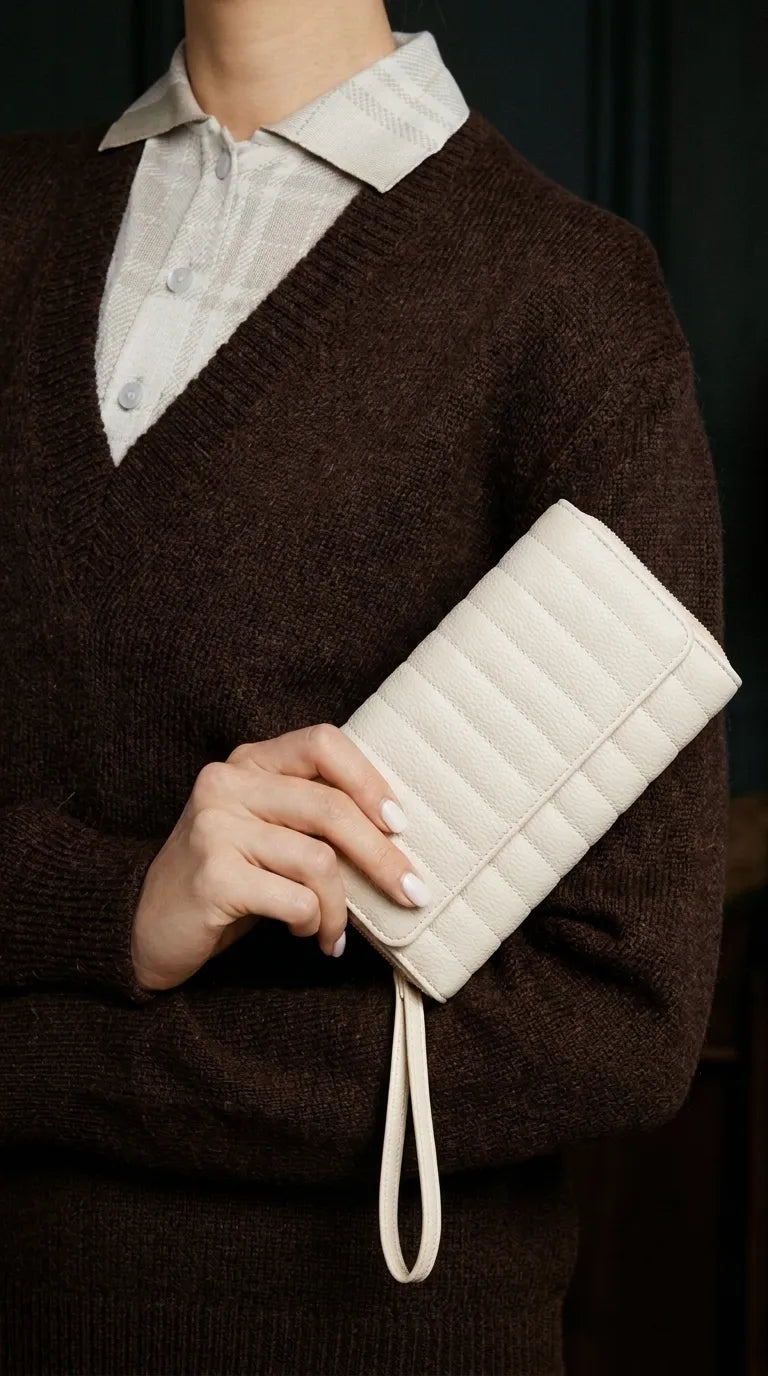 Beige Formal Wallet For Women P71053