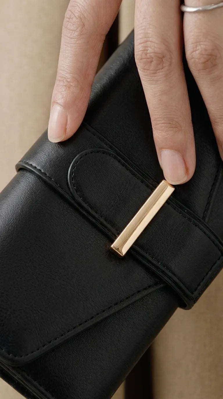 Black Formal Wallet For Women P71056