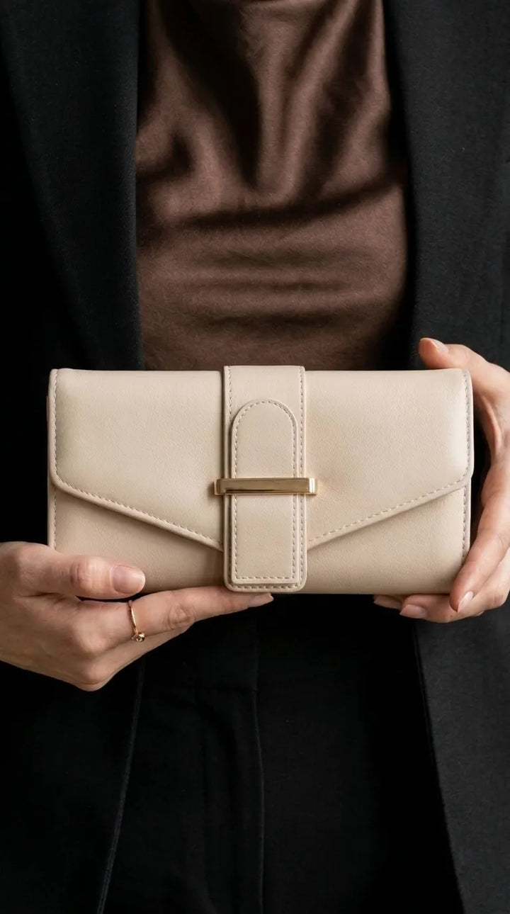 Beige Formal Wallet For Women P71056