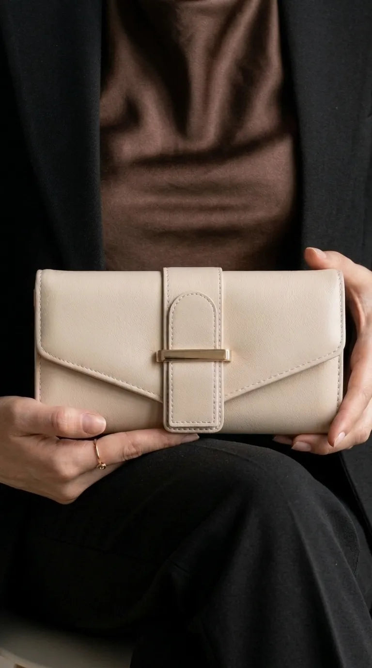 Beige Formal Wallet For Women P71056