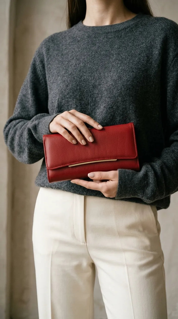 Maroon Formal Wallet For Women P71057