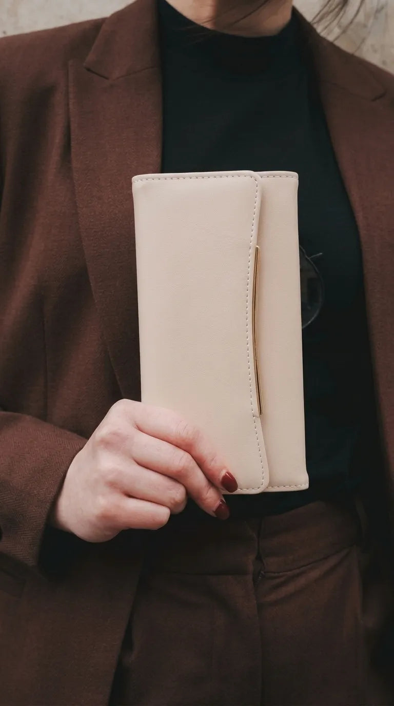 Beige Formal Wallet For Women P71057